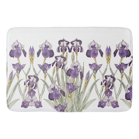 Frans Art Nouveau Paars Iris Flowers Bathmat Badmat (Voorkant)