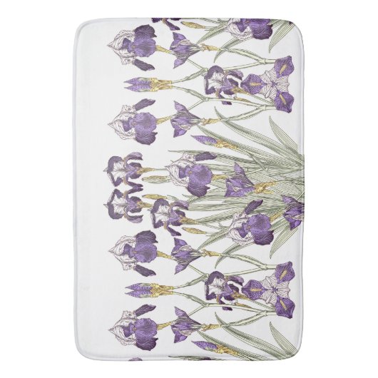 Frans Art Nouveau Paars Iris Flowers Bathmat Badmat (Voorkant Verticaal)