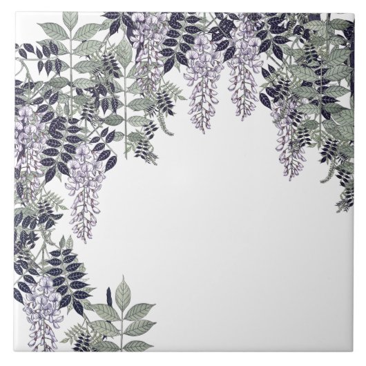 Frans Art Nouveau Wisteria Flowers Ceramic Tile Tegeltje (Voorkant)