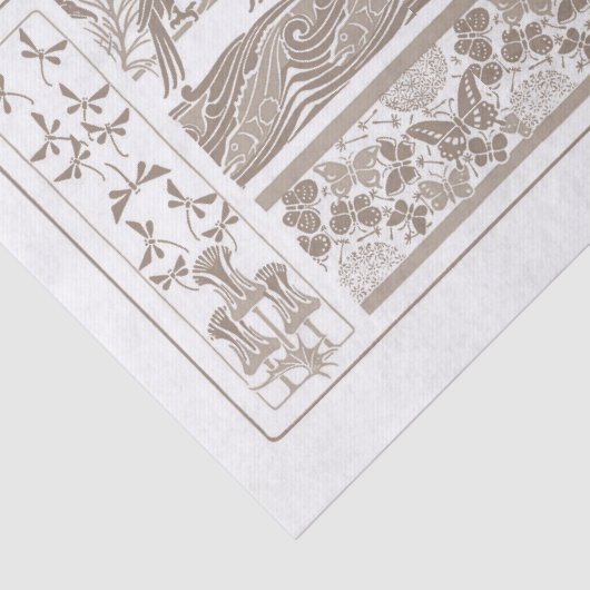 Frans Art Noveaux Design 1890-decoupage Tissuepapier (Detail)