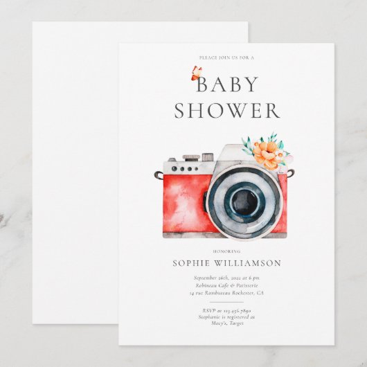 Frans  Baby shower camera Kaart (Voorkant / Achterkant)