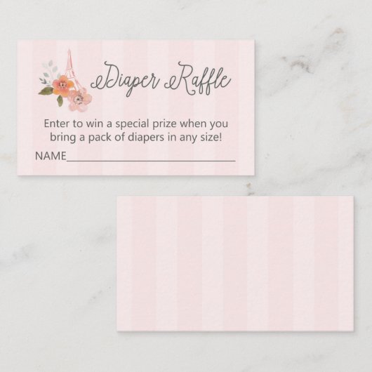 Frans Baby shower Diaper Raffle Insert Informatiekaartje (Voorkant / Achterkant)