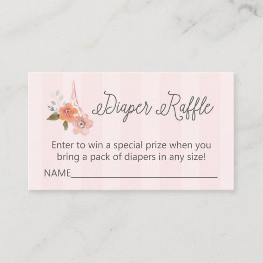 Frans Baby shower Diaper Raffle Insert Informatiekaartje (Voorkant)