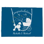 Frans Baby shower Puppy Blue Boy Groot Cadeauzakje (Achterkant)