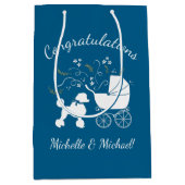 Frans Baby shower Puppy Blue Boy Medium Cadeauzakje (Voorkant)