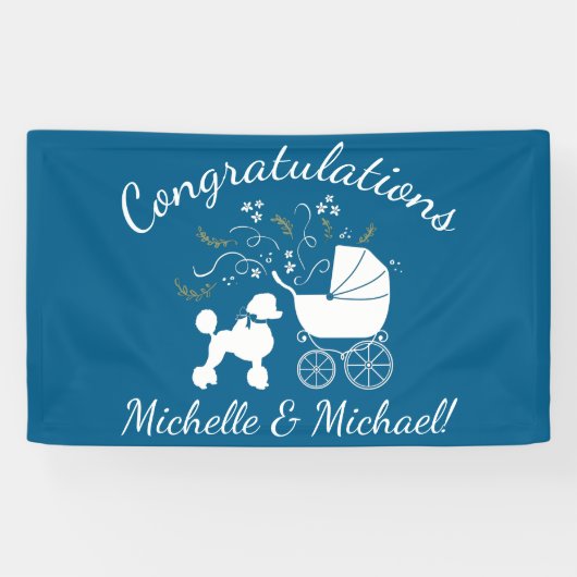 Frans Baby shower Puppy Blue Boy Spandoek (Horizontaal)