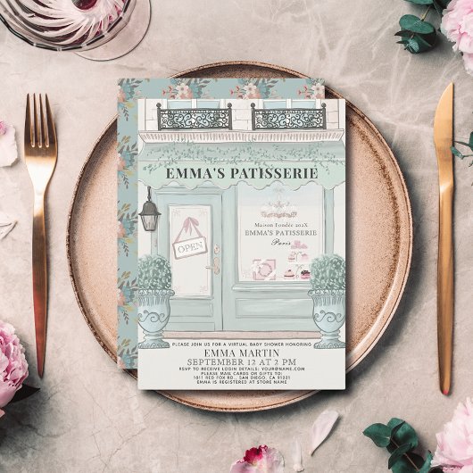 Frans Bakery Patisserie Green Virtual Baby shower Kaart