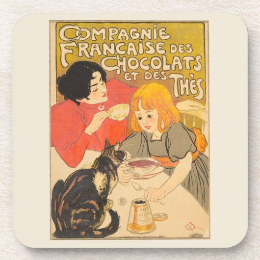 Frans bedrijf van chocolade en thee, Art Nouveau Bier Onderzetter (Voorkant)