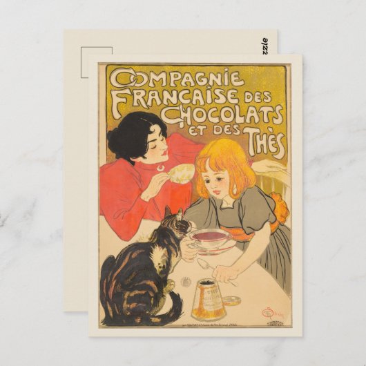 Frans bedrijf van chocolade en thee, Art Nouveau Briefkaart (Voorkant / Achterkant)