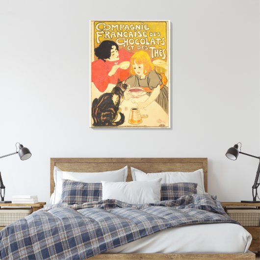 Frans bedrijf van chocolade en thee, Art Nouveau Canvas Afdruk (Insitu (Slaapkamer))