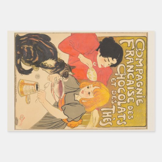 Frans bedrijf van chocolade en thee, Art Nouveau Inpakpapier Vel (Voorkant)