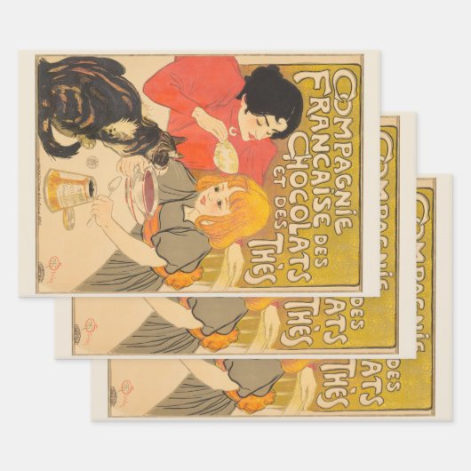 Frans bedrijf van chocolade en thee, Art Nouveau Inpakpapier Vel (Set)
