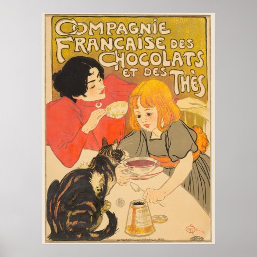 Frans bedrijf van chocolade en thee, Art Nouveau Poster (Voorkant)