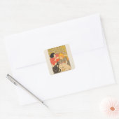 Frans bedrijf van chocolade en thee, Art Nouveau Vierkante Sticker (Envelop)