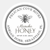 Frans bijenwit honingetiket met dubbele rand ronde sticker (Voorkant)