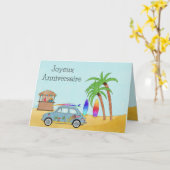 Frans Birthday Hawaii Surf Fiat 500 Kaart (Gele Bloem)