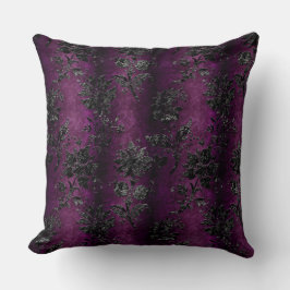 Frans  Black Floral Damask Paars Pattern Kussen