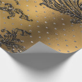 Frans Black Lace Royal Floral Hearts Gold Cadeaupapier (Hoek)