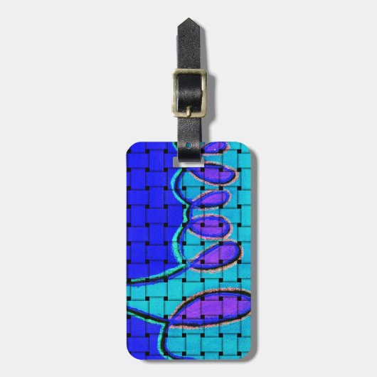 Frans Blauw Abstract met geweven textuur Bagagelabel (Voorkant verticaal)