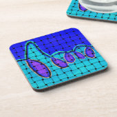 Frans Blauw Abstract met geweven textuur Bier Onderzetter (Linkerzijde)