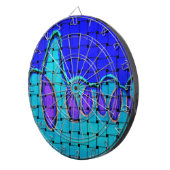 Frans Blauw Abstract met geweven textuur Dartbord (Voorkant Rechts)