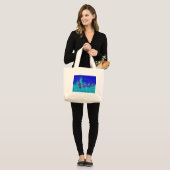 Frans Blauw Abstract met geweven textuur Grote Tote Bag (Voorkant (model))