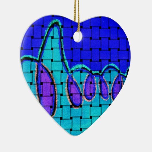 Frans Blauw Abstract met geweven textuur Keramisch Ornament (Rechts)