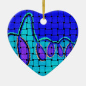 Frans Blauw Abstract met geweven textuur Keramisch Ornament (Voorkant)