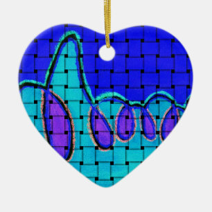 Frans Blauw Abstract met geweven textuur Keramisch Ornament