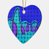 Frans Blauw Abstract met geweven textuur Keramisch Ornament (Links)