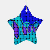 Frans Blauw Abstract met geweven textuur Keramisch Ornament (Rechts)