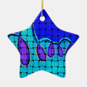 Frans Blauw Abstract met geweven textuur Keramisch Ornament
