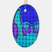 Frans Blauw Abstract met geweven textuur Keramisch Ornament (Links)