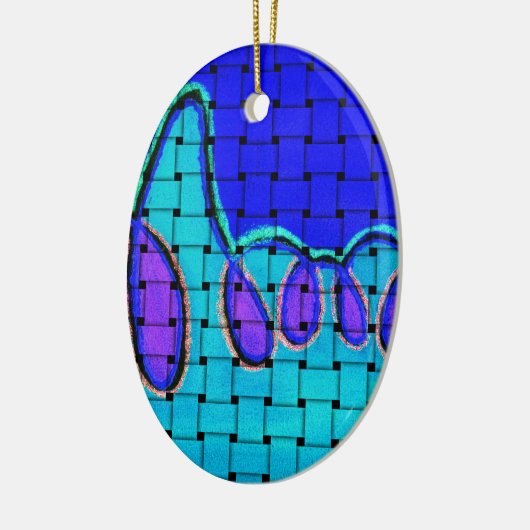 Frans Blauw Abstract met geweven textuur Keramisch Ornament (Links)