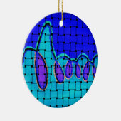 Frans Blauw Abstract met geweven textuur Keramisch Ornament (Rechts)