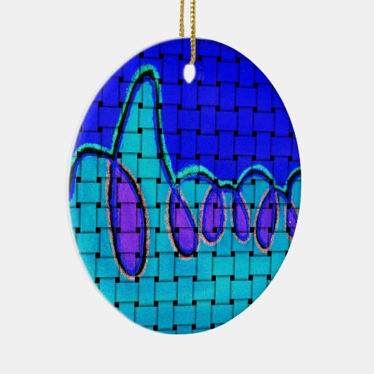 Frans Blauw Abstract met geweven textuur Keramisch Ornament (Rechts)