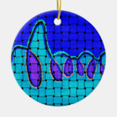 Frans Blauw Abstract met geweven textuur Keramisch Ornament (Voorkant)
