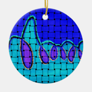 Frans Blauw Abstract met geweven textuur Keramisch Ornament