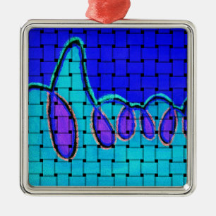 Frans Blauw Abstract met geweven textuur Metalen Ornament