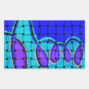 Frans Blauw Abstract met geweven textuur Rechthoekige Sticker