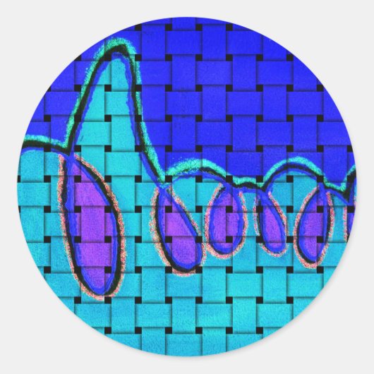 Frans Blauw Abstract met geweven textuur Ronde Sticker (Voorkant)