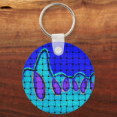 Frans Blauw Abstract met geweven textuur Sleutelhanger (Voorkant)