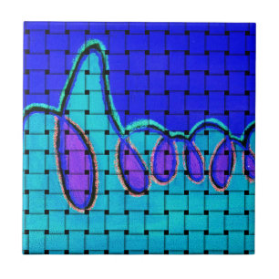 Frans Blauw Abstract met geweven textuur Tegeltje