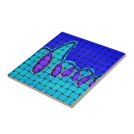 Frans Blauw Abstract met geweven textuur Tegeltje (Zijkant)