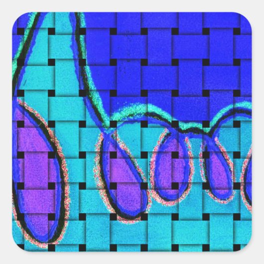 Frans Blauw Abstract met geweven textuur Vierkante Sticker (Voorkant)