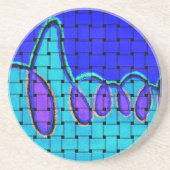 Frans Blauw Abstract met geweven textuur Zandsteen Onderzetter (Voorkant)