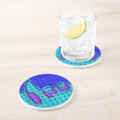 Frans Blauw Abstract met geweven textuur Zandsteen Onderzetter (Zijkant)