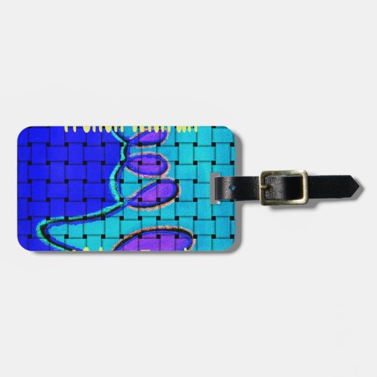 Frans Blauw Afrikaans Geweven Abstracte Paarse Vor Bagagelabel (Voorkant horizontaal)