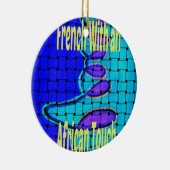 Frans Blauw Afrikaans Geweven Abstracte Paarse Vor Keramisch Ornament (Rechts)