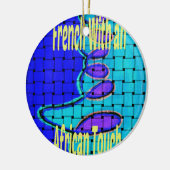 Frans Blauw Afrikaans Geweven Abstracte Paarse Vor Keramisch Ornament (Links)